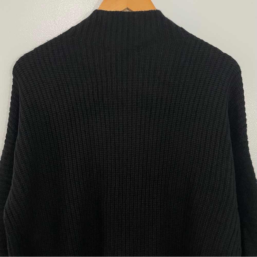 Athleta Black Merino Wool Cashmere Cowl Neck Split Front Sweater Oversized M - Picture 11 of 16